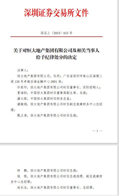 沪深交易所重拳出击！恒大与许家印遭处罚，市场反应如何？